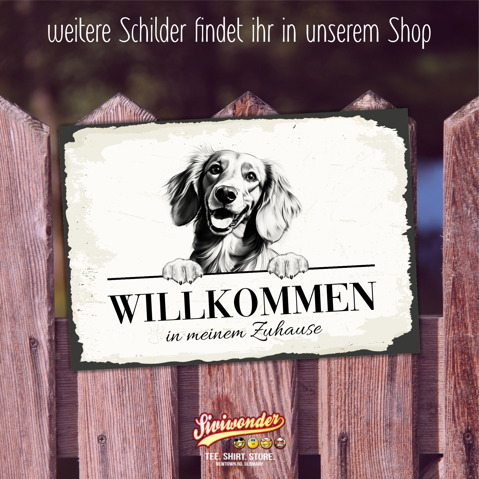 Hundeschild Willkommen Zuhause Dackel 2 Dog Schild Spruch Türschild  Warnschild