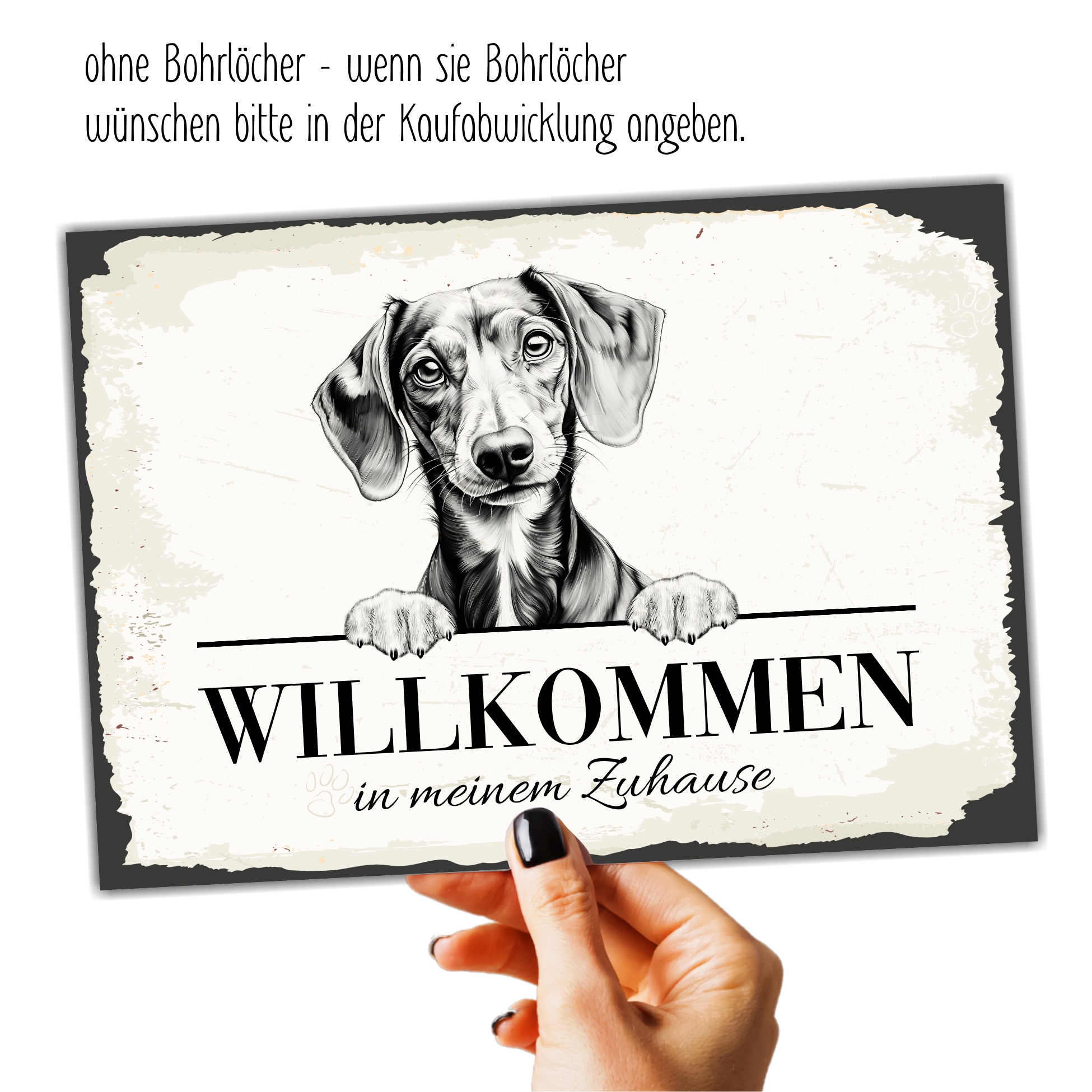 Hundeschild Willkommen Zuhause Dackel No.6 Dog Schild Spruch Türschild Warnschild