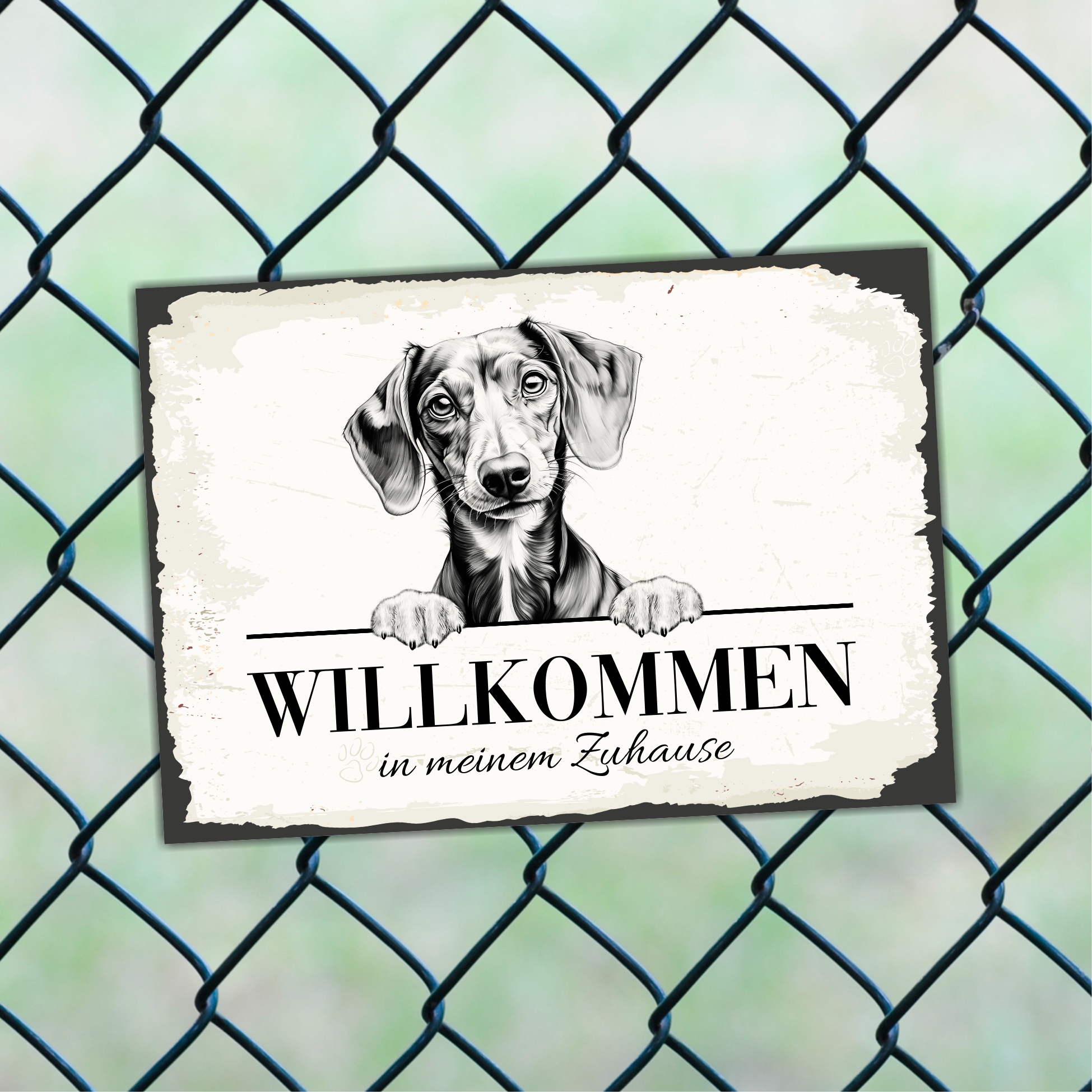 Hundeschild Willkommen Zuhause Dackel No.6 Dog Schild Spruch Türschild Warnschild