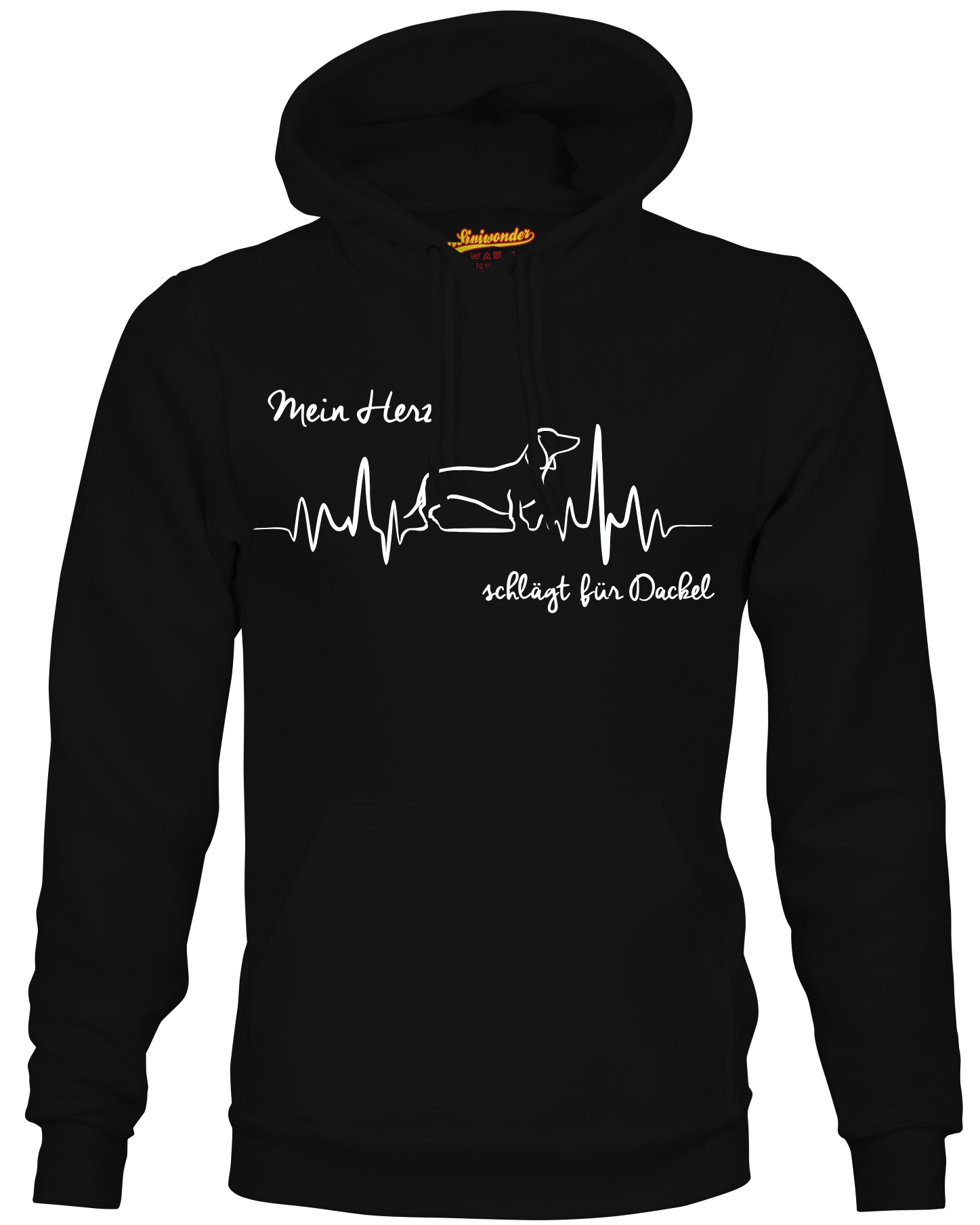 DACKEL SWEATSHIRT HEARTBEAT EKG  Hund Hundemotiv Herz Hoodie