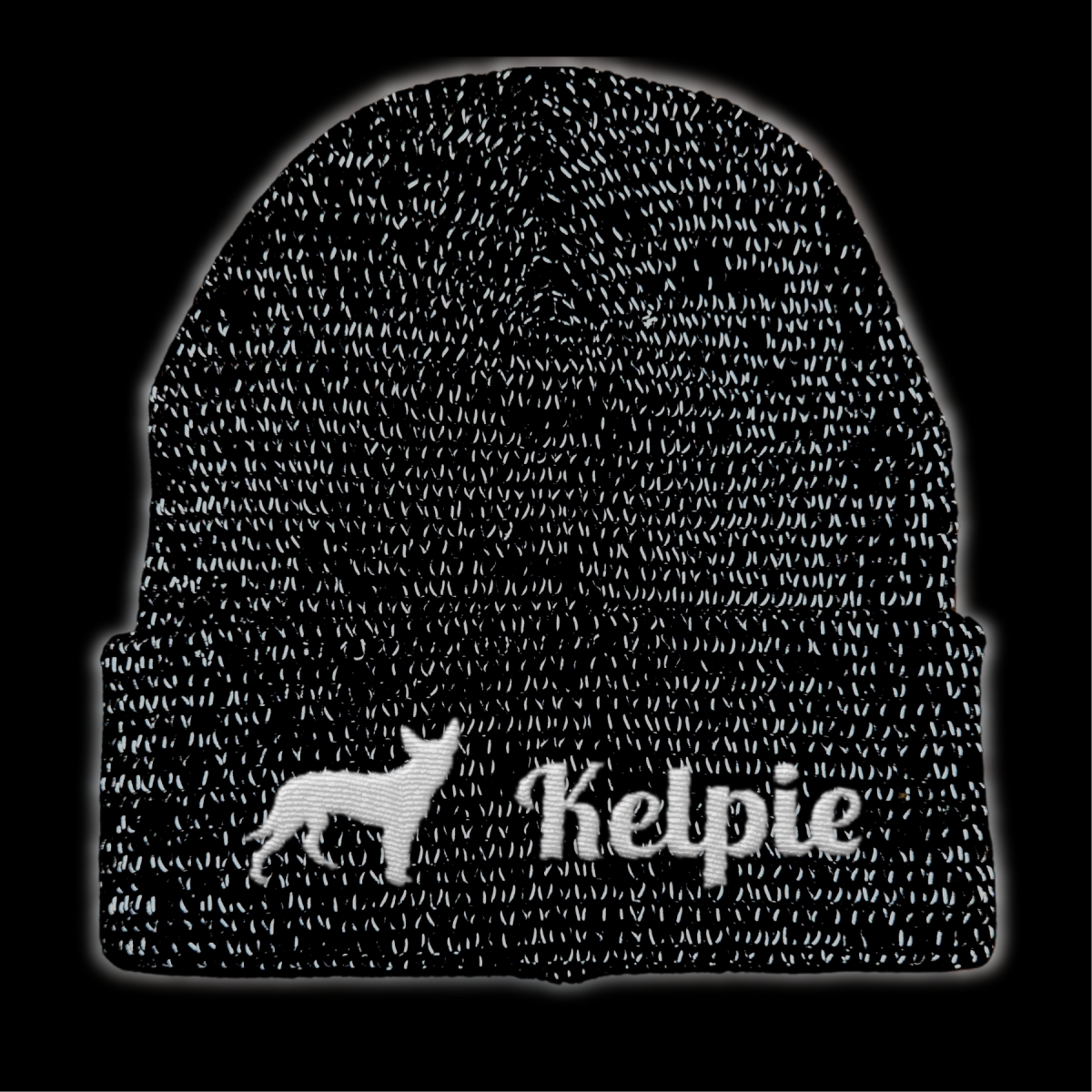 Kelpie reflektierende Mütze Stickerei Hund Winter Strickmütze reflex Beanie warm