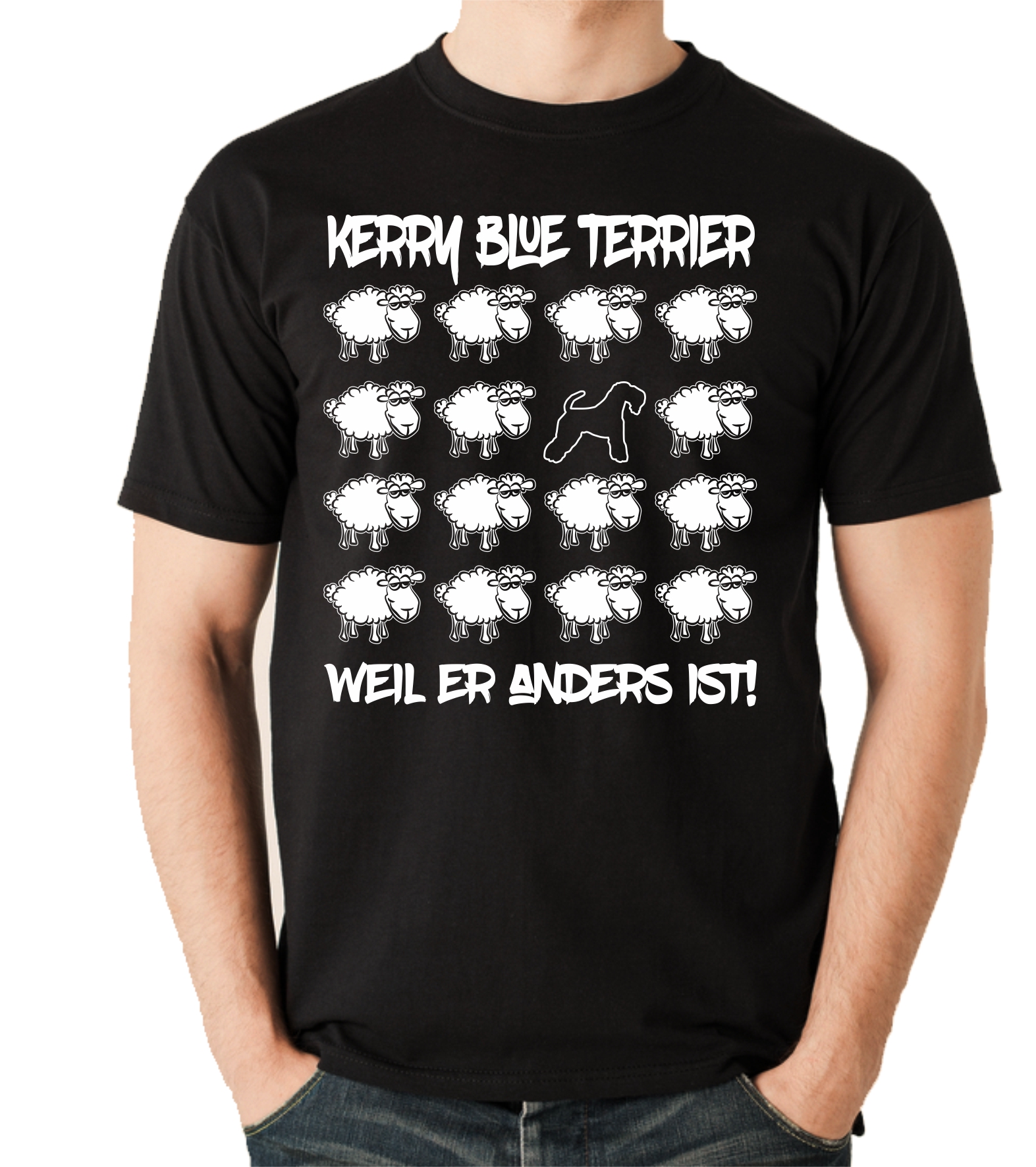 KERRY BLUE TERRIER UNISEX T-SHIRT BLACK SHEEP by SIVIWONDER