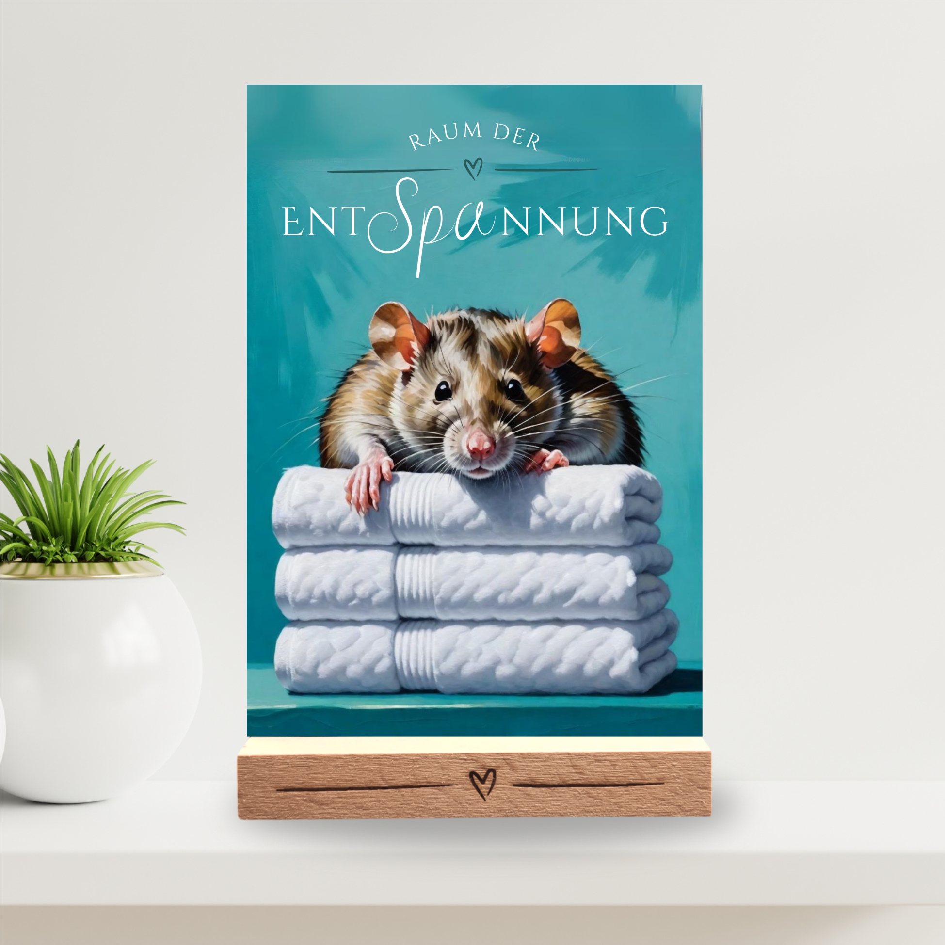 Ratte Schild Wellness Handtuch Entspannung  Schild Spruch