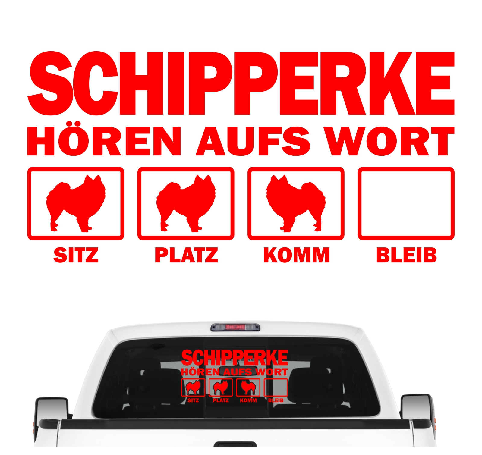 Schipperke Spitzke hört aufs Wort Hunde Auto Aufkleber Autoaufkleber Hund Folie
