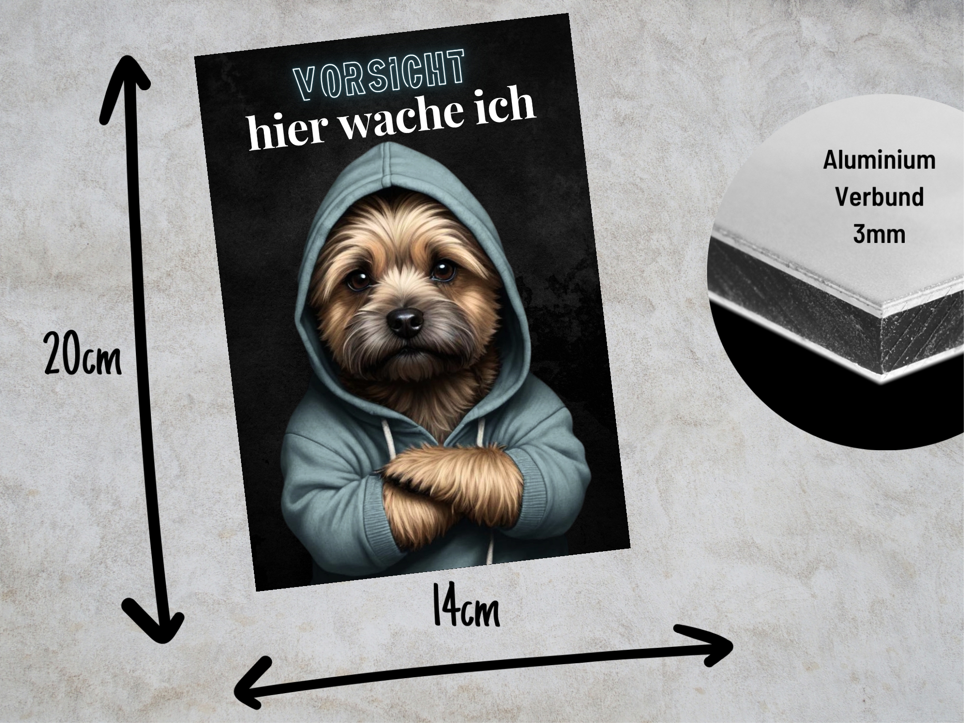 Hundeschild Schild Vorsicht Cairn Terrier Dog Spruch Türschild Warnschild Hund hier wache ich