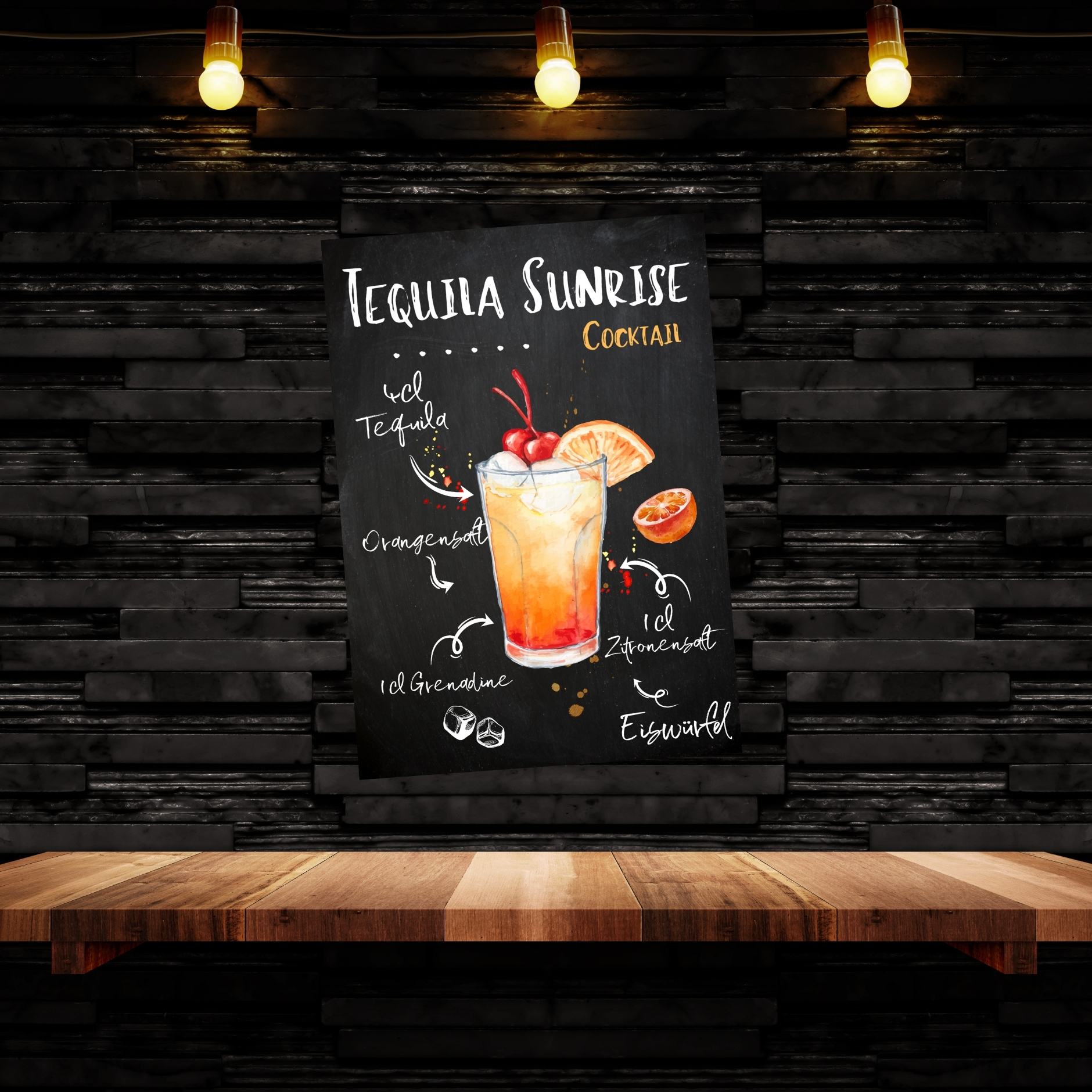 Tequila Sunrise Rezept Schild für deinen Partykeller Türschild Warnschild Privatgrundstück lustiges Spaß Schild  happy Design by Siviwonder