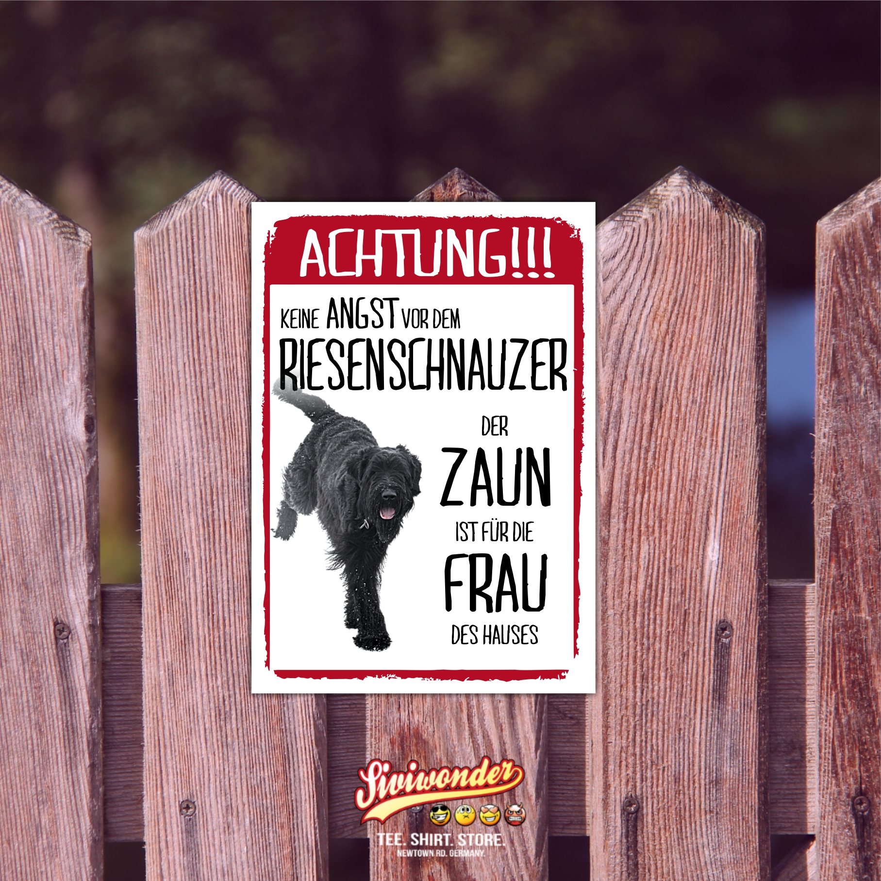 Riesenschnauzer Dog Schild Achtung Zaun Frau Spruch Türschild Hundeschild Warnschild Fun