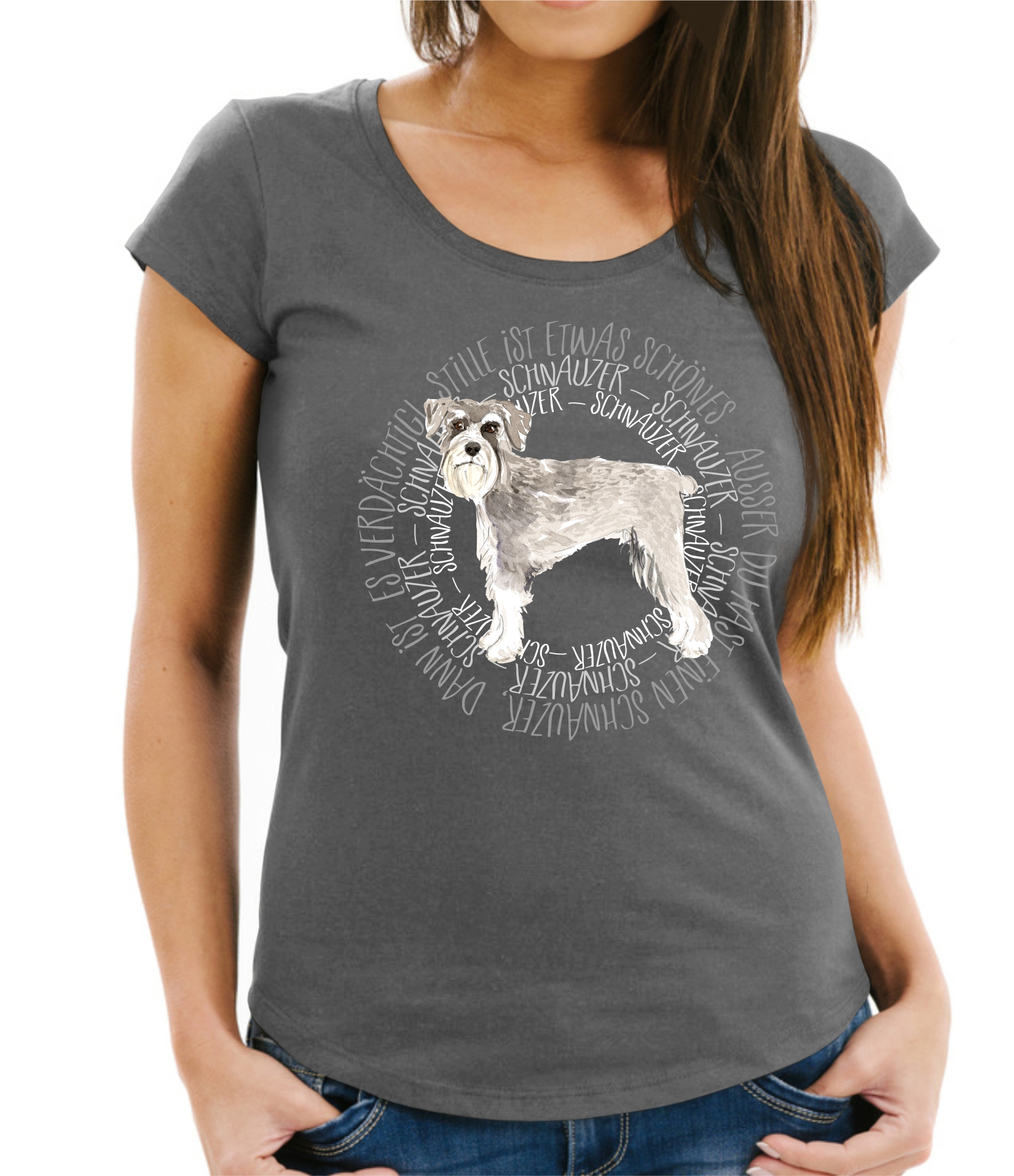 SCHNAUZER DAMEN T-SHIRT CIRCLE Watercolor by SIVIWONDER