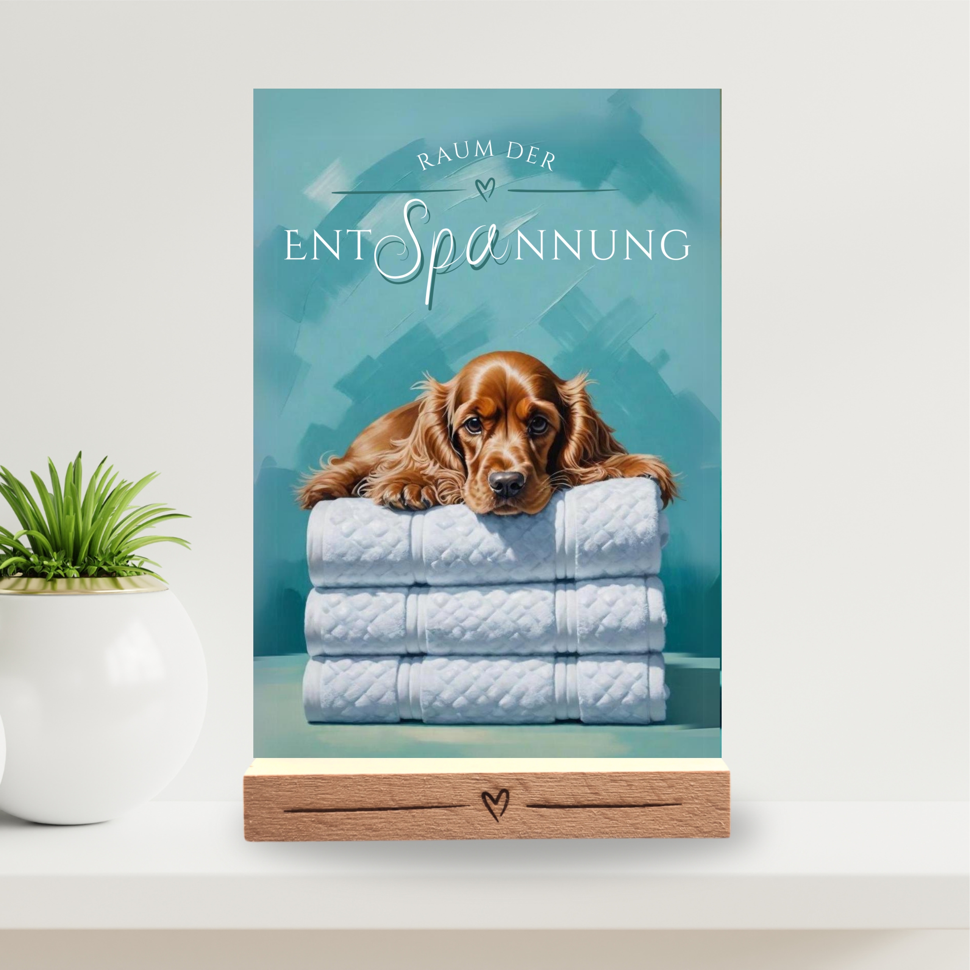 Hundeschild Deko Badezimmer Wellness Cocker Spaniel  Schild Spruch