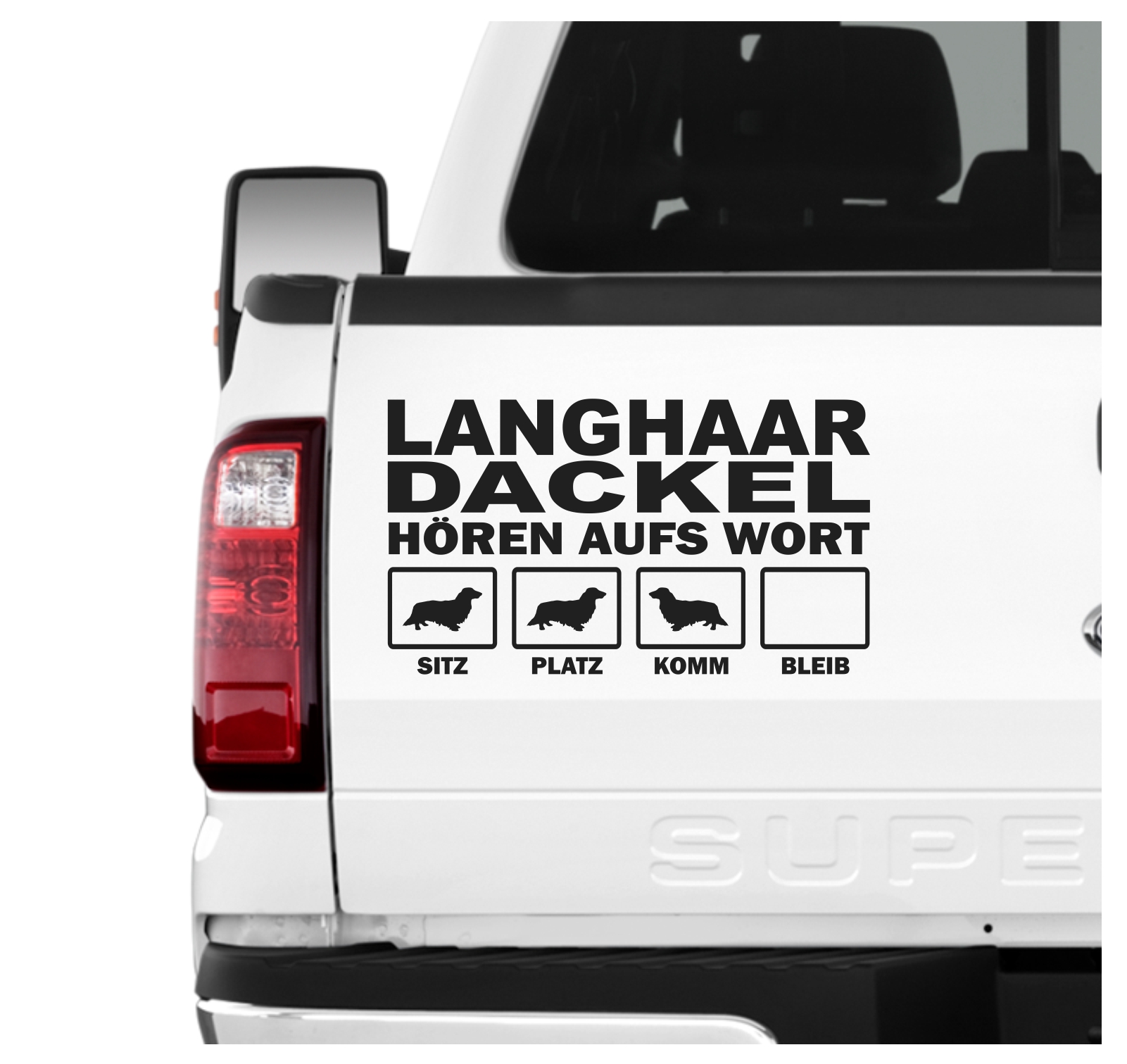 Langhaardackel Dackel Dachshund Teckel Wiener Dog Hört aufs Wort Hunde Aufkleber Sticker Autoaufkleber Wandtattoo Tattoo