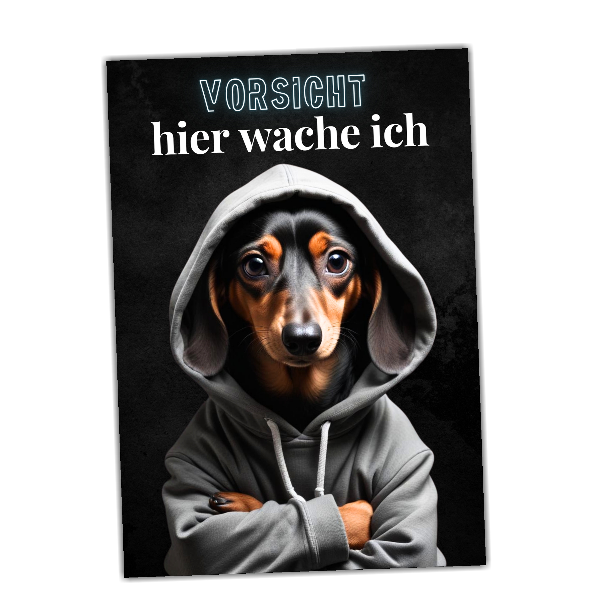 Hundeschild Schild Vorsicht Dackel Dog Spruch Türschild Warnschild Hund hier wache ich Teckel