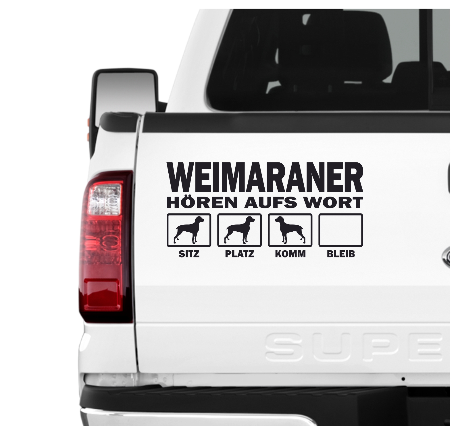 Weimaraner Weim Vorstehhund  Grey Ghost Hört aufs Wort Hunde Aufkleber Sticker Autoaufkleber Wandtattoo Tattoo