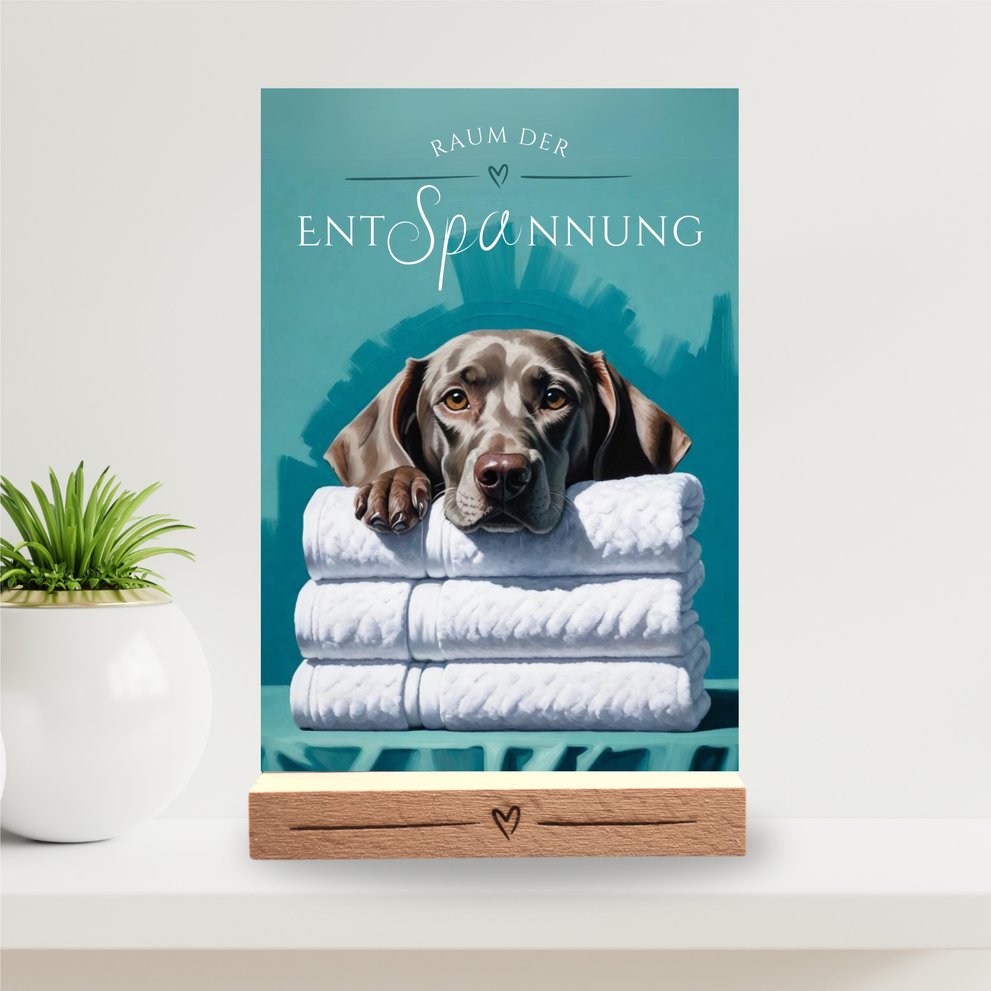 Hundeschild Deko Badezimmer Wellness Weimaraner Weim Schild Spruch