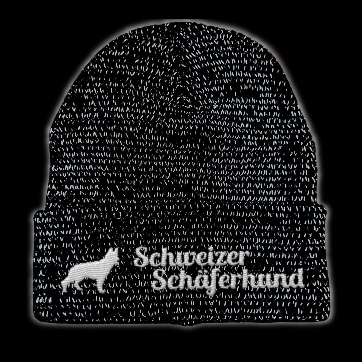Schweizer Schäferhund reflektierende Mütze Stickerei Hund Winter Strickmütze reflex Beanie warm kalt