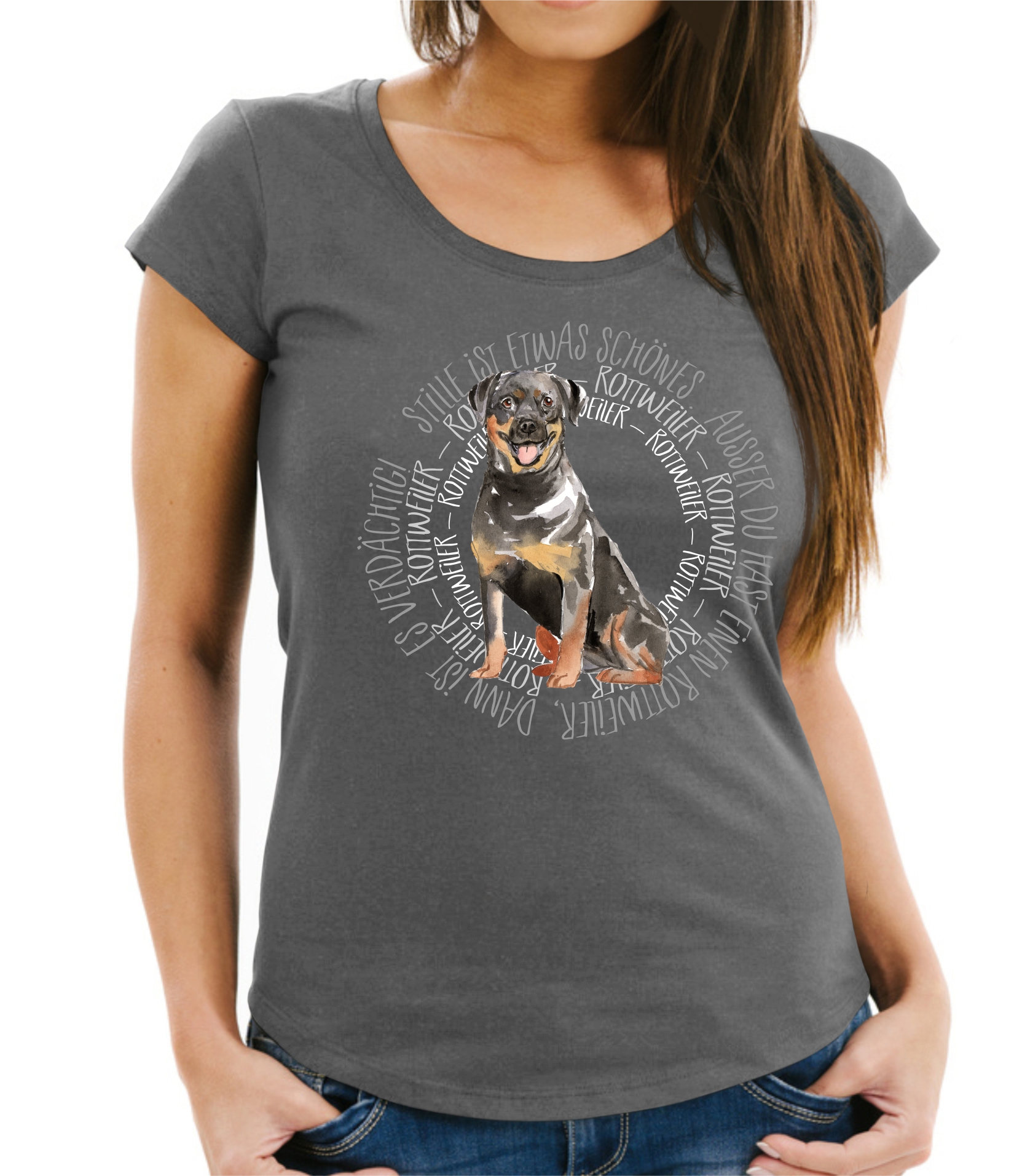 ROTTWEILER DAMEN T-SHIRT CIRCLE Watercolor by SIVIWONDER