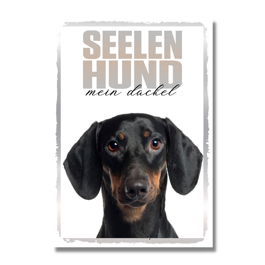 Dackel Seelenhund Dog Schild Spruch Türschild Hundeschild Warnschild Soulmate-