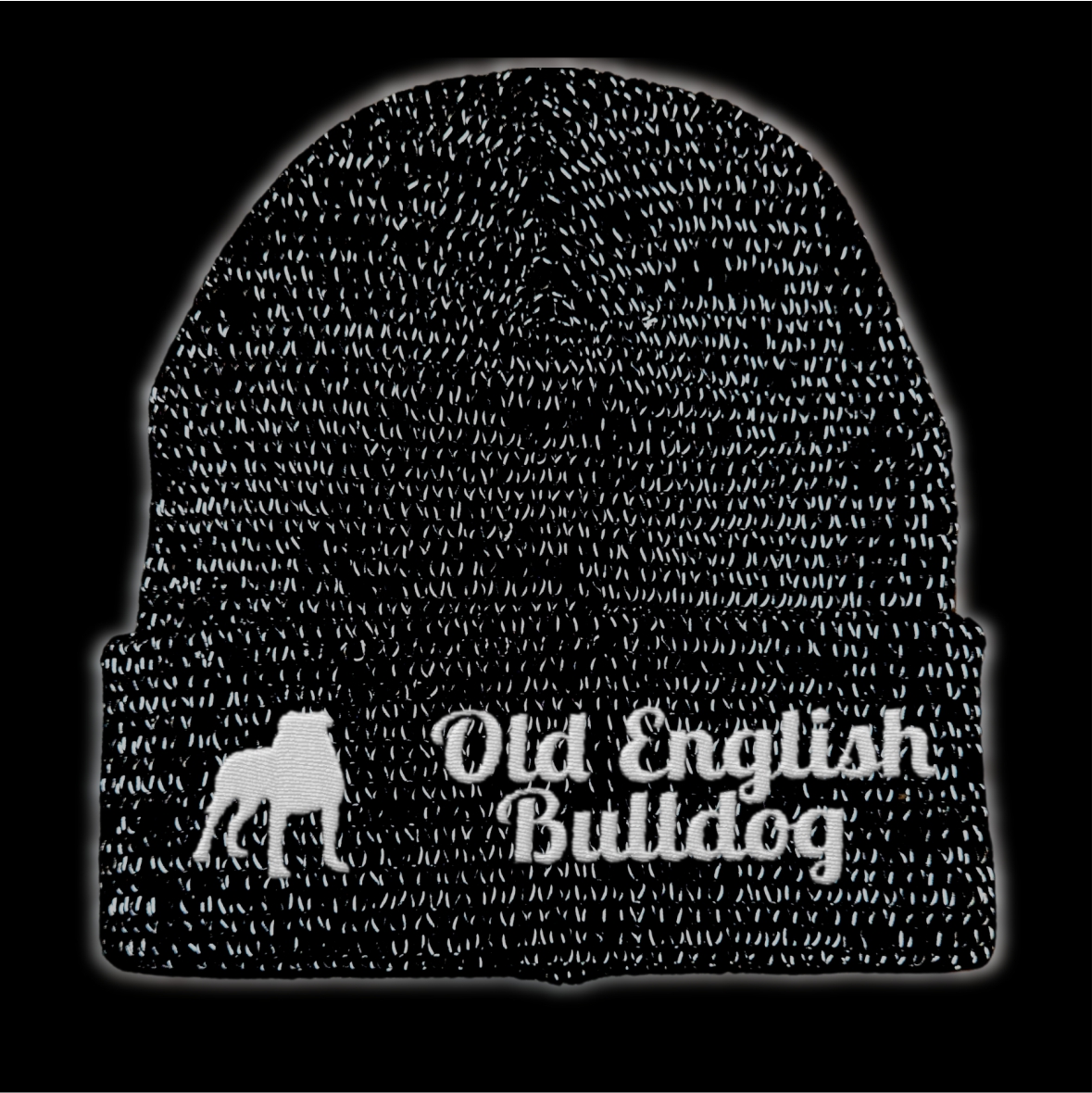Old English Bulldog reflektierende Mütze Stickerei Hund Winter Strickmütze reflex Beanie warm