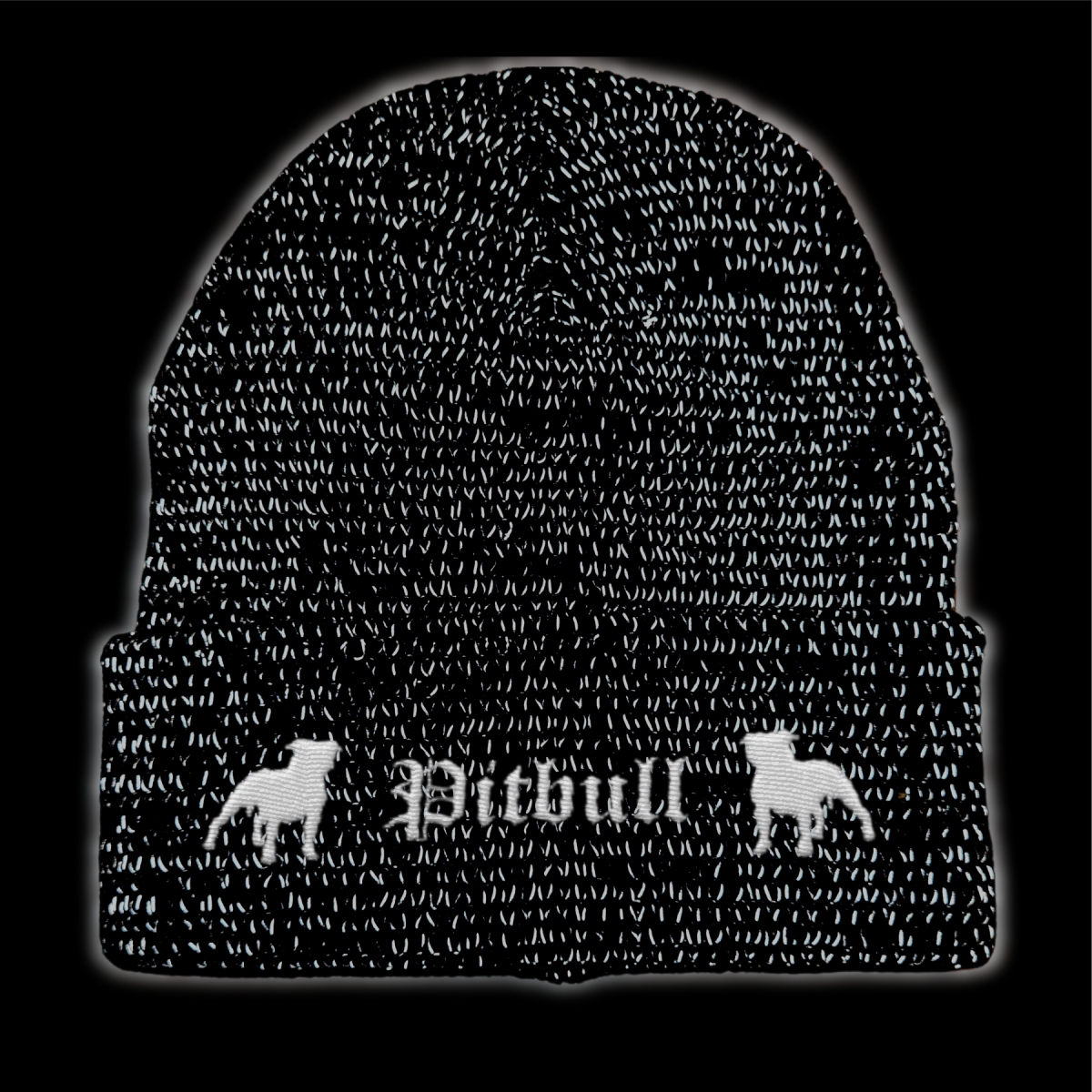 Bad Pitbull reflektierende Mütze Stickerei Hund Winter Strickmütze reflex Beanie warm