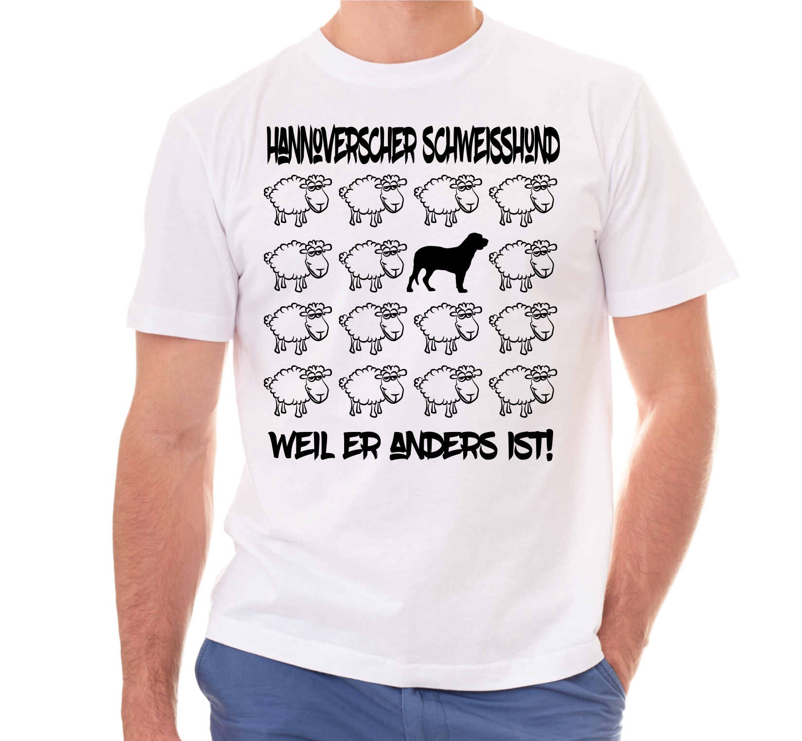 HANNOVERSCHE SCHWEIßHUND UNISEX T-SHIRT BLACK SHEEP by SIVIWONDER