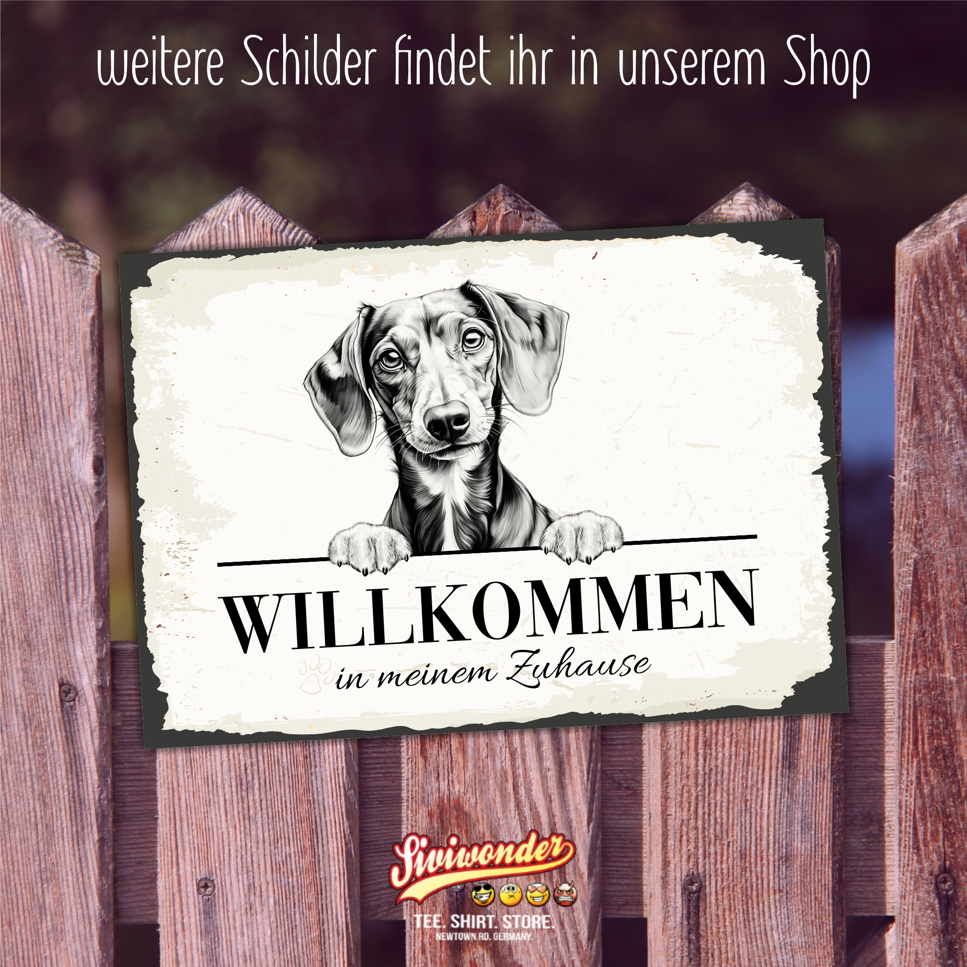 Hundeschild Willkommen Zuhause Dackel No.6 Dog Schild Spruch Türschild Warnschild