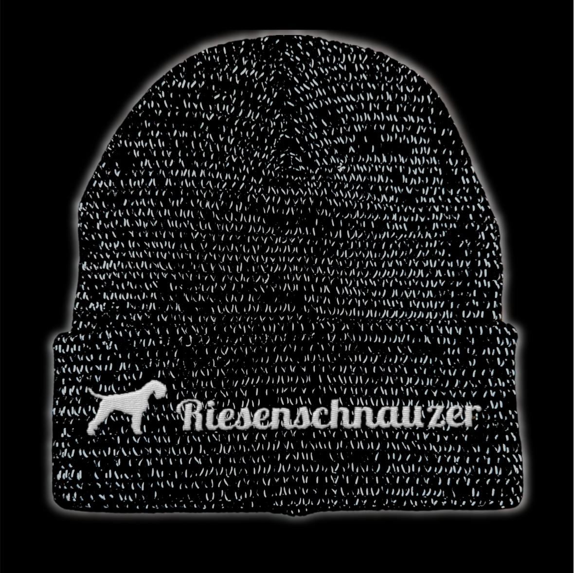 Riesenschnauzer reflektierende Mütze Stickerei Hund Winter Strickmütze reflex Beanie warm