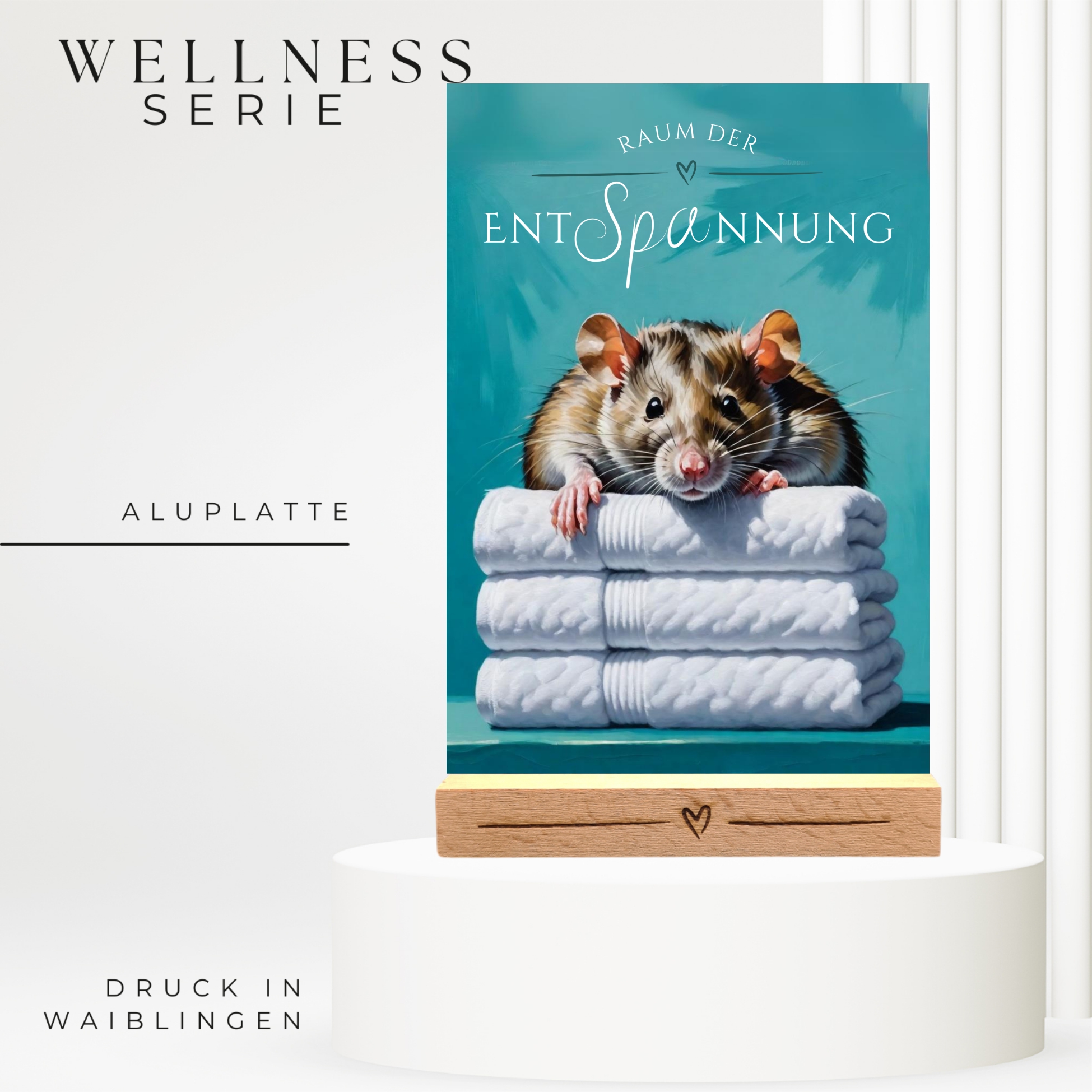 Ratte Schild Wellness Handtuch Entspannung  Schild Spruch