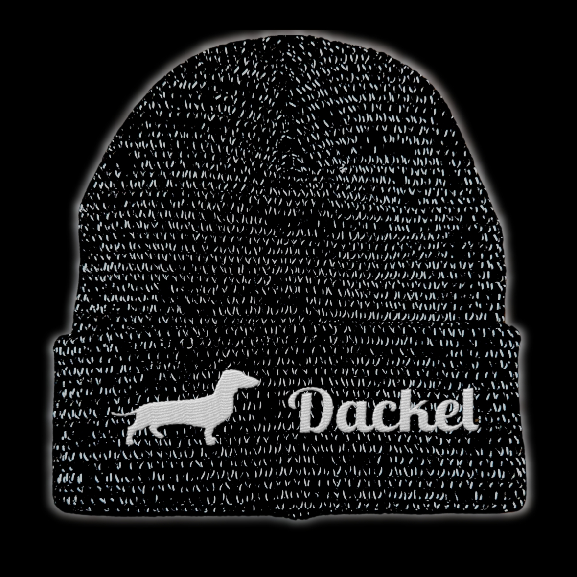 Dackel Mädel reflektierende Mütze Stickerei Hund Winter Strickmütze reflex Beanie warm