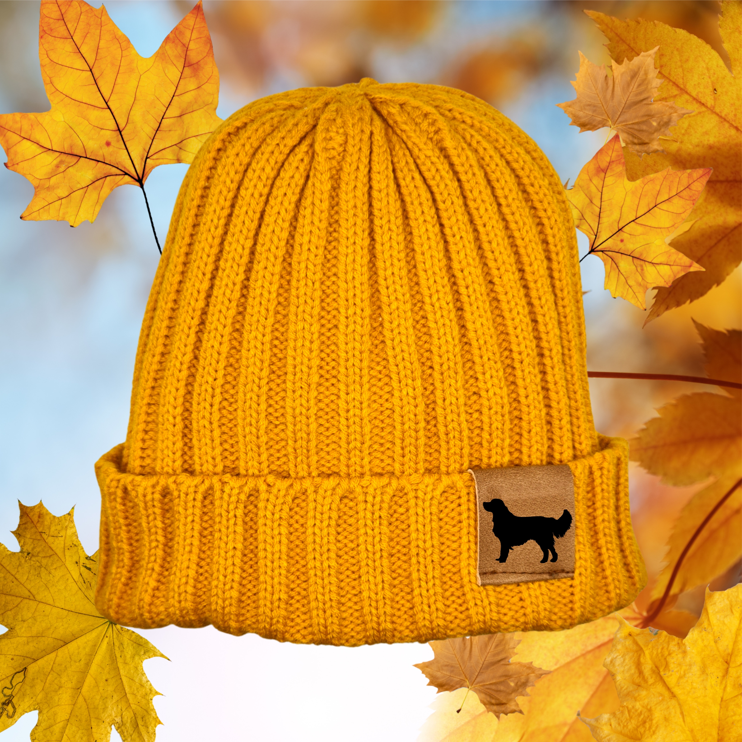 Strickmütze "Golden Retriever Goldie"  Beanie Mütze Urban Witzig Spruch Warm Winter Herbst Farben