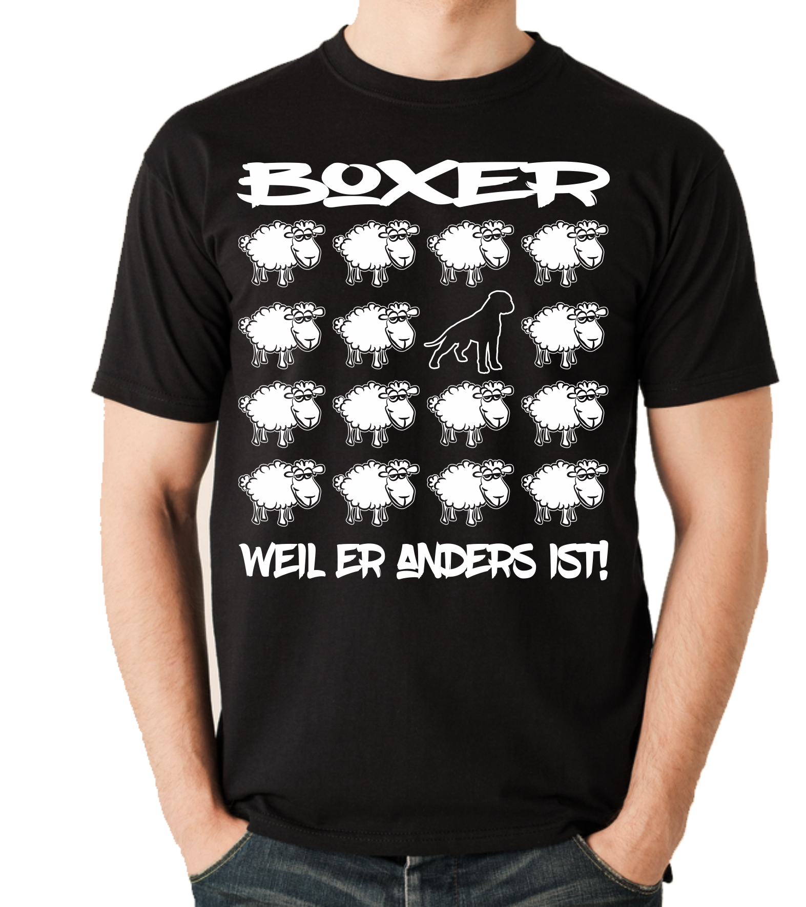 BOXER UNISEX T-SHIRT BLACK SHEEP by SIVIWONDER