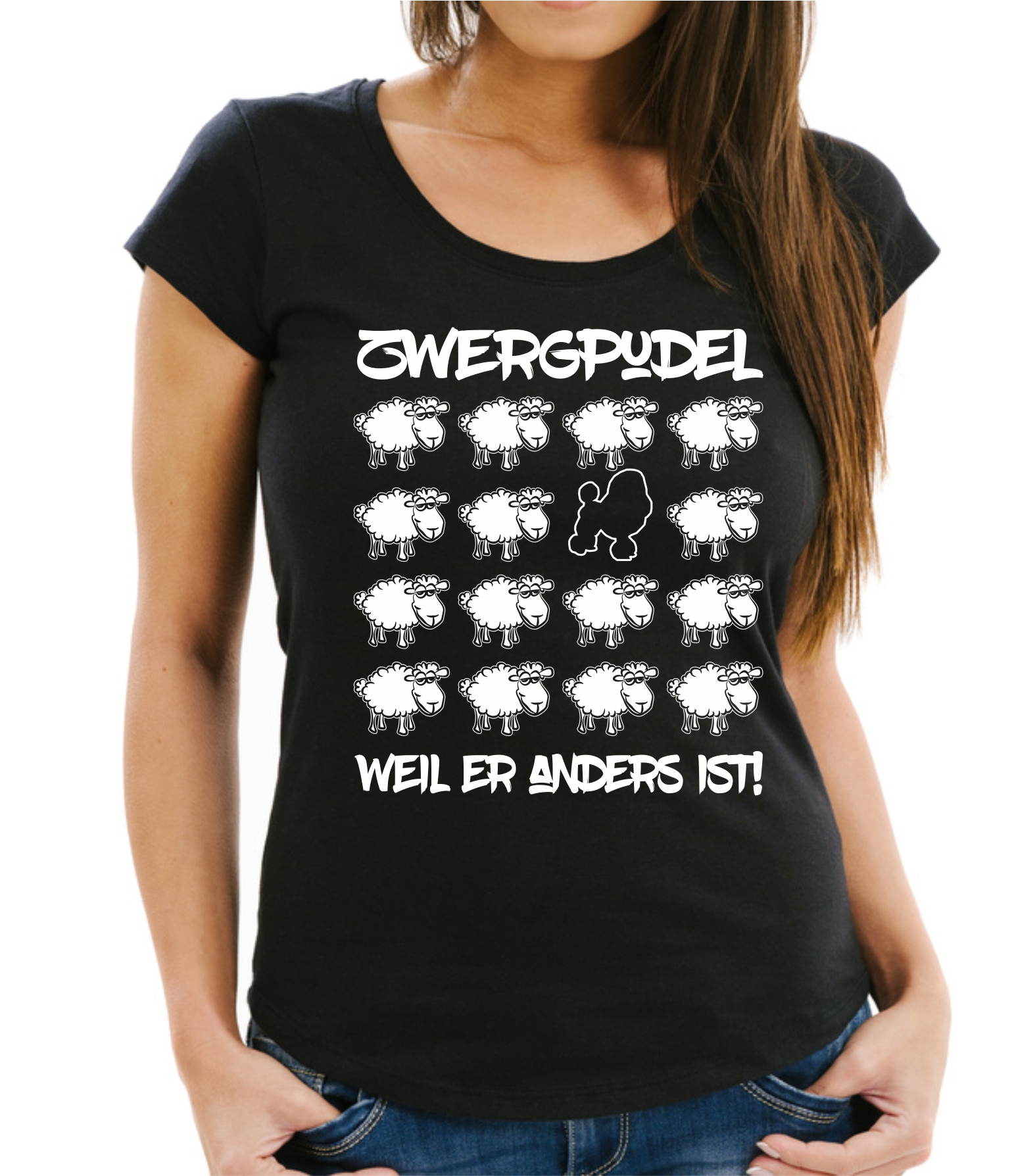 ZWERGPUDEL DAMEN T-SHIRT BLACK SHEEP by SIVIWONDER